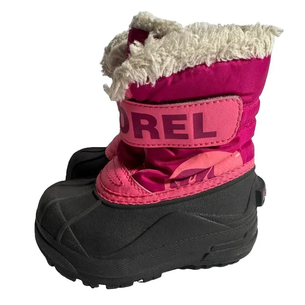 Sorel Snow Commander Toddler Winter Boots Pink Purple Black Waterproof Size 7